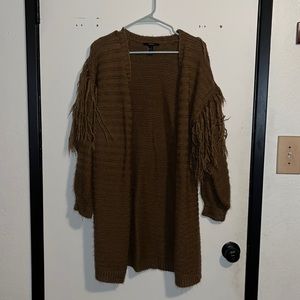 Brown Fringe Knitted Cardigan